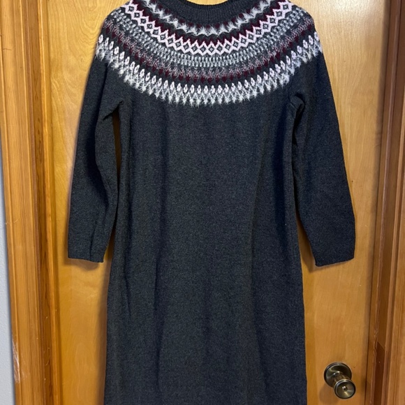 J. Jill Fair Isle Nordic Midi Sweater Dress Grey/Charcoal Size Small - Picture 2 of 6